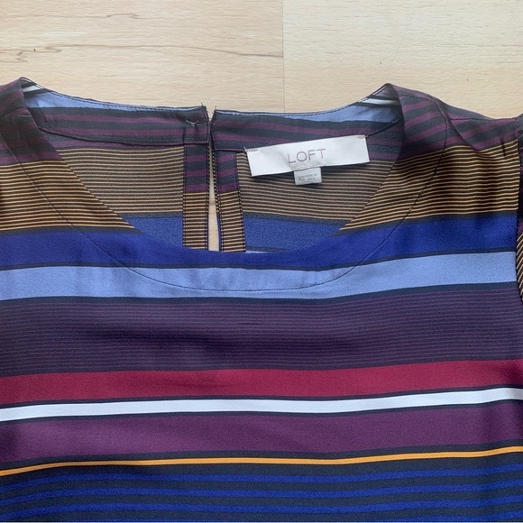 LOFT bubble Sleeve Striped blouse multicolor size XS - Picture 6 of 14